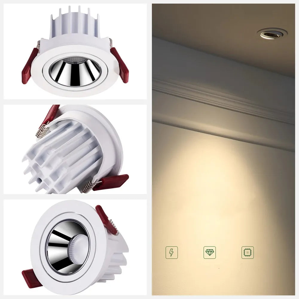 plafonnier encastré moderne en aluminium anti-éblouissement réglable pour intérieur - vue 4 sur 8