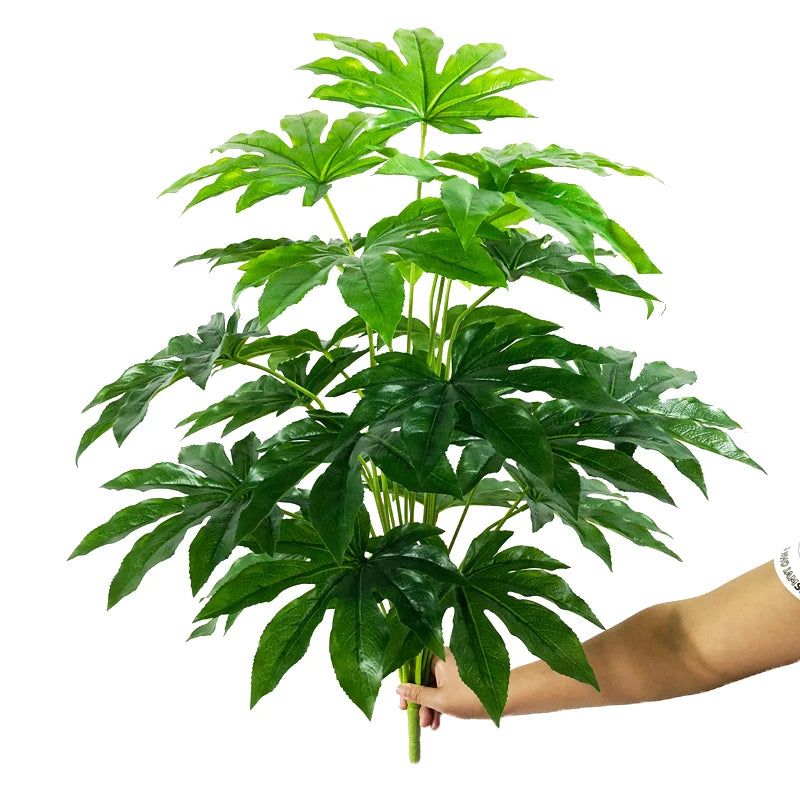 arbre tropical artificiel grandes feuilles de monstera en pot décoratif - vue 21 sur 23