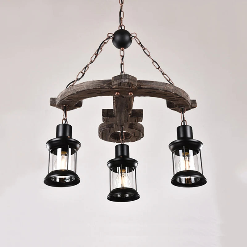 lustre ancre en bois style rétro pour café et restaurant - vue 2 sur 7