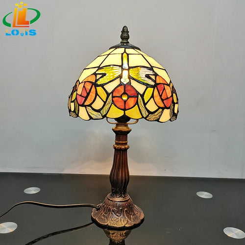 lampe de table style américain en verre teinté pour intérieur décoratif - vue 2 sur 7