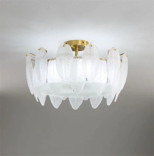 plafonnier moderne en verre blanc en forme de plume d'oie - vue 4 sur 5