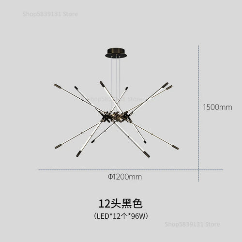 lustre moderne simple en cuivre de luxe suspendu - vue 11 sur 12
