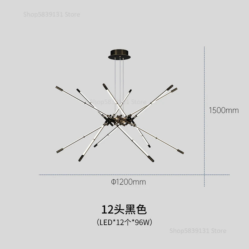 lustre moderne simple en cuivre de luxe suspendu - vue 10 sur 12