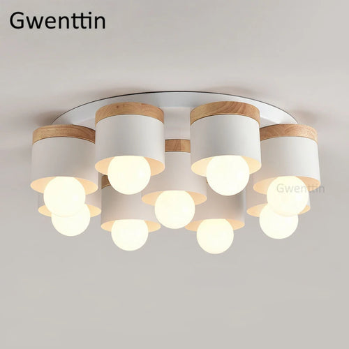 plafonnier moderne en bois et fer pour décoration intérieure - vue 4 sur 9