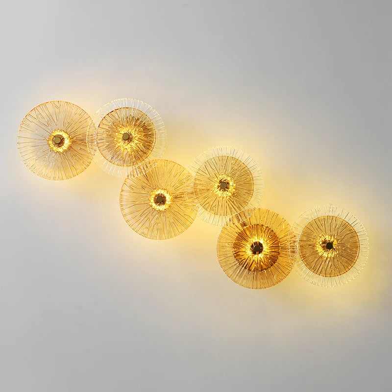 lampe à poser postmoderne en verre et fer doré lotus - vue 3 sur 10