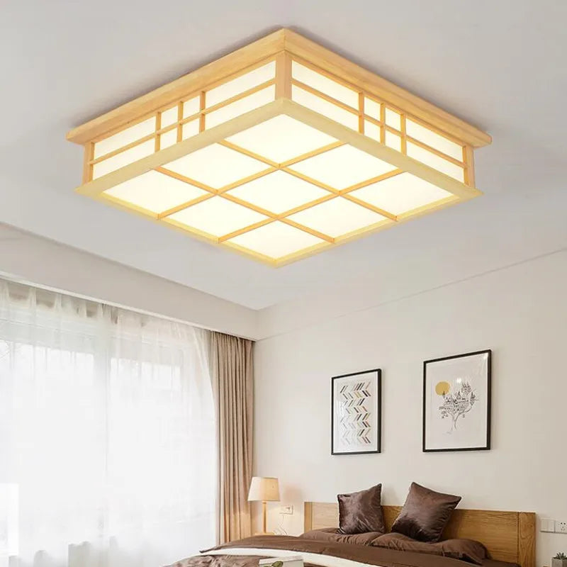 plafonnier japonais en bois à LED pour éclairage élégant - vue 3 sur 6
