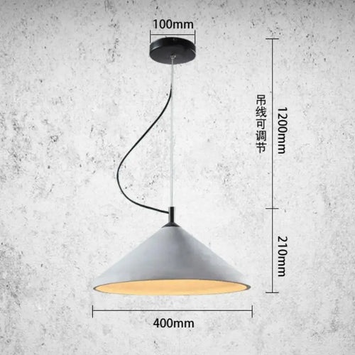lustre rétro loft design en béton pour restaurant et salon led - vue 7 sur 6