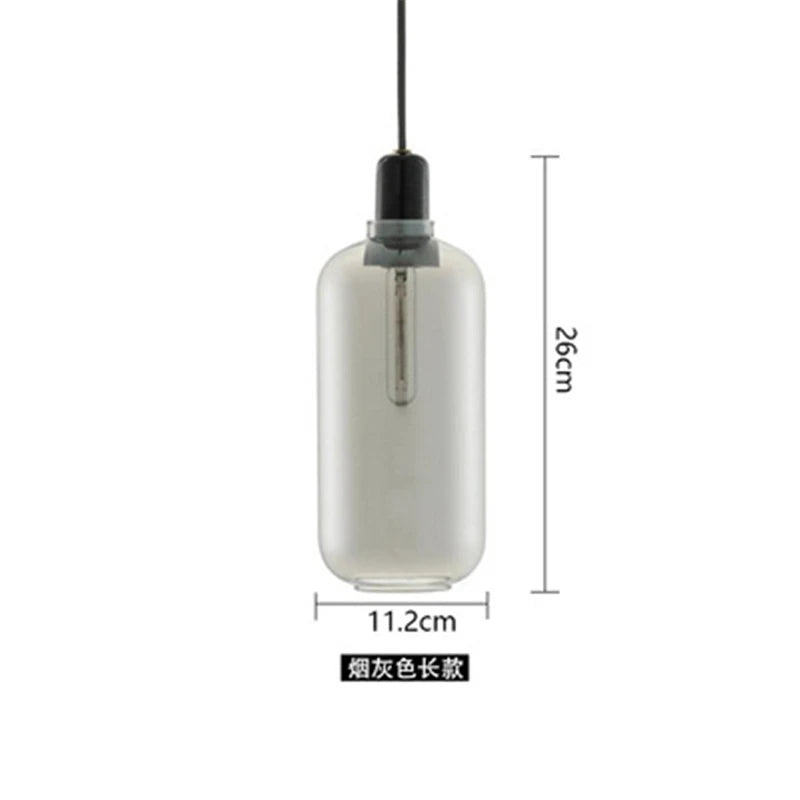 suspension à led en verre et marbre design danois rétro industriel - vue 11 sur 12