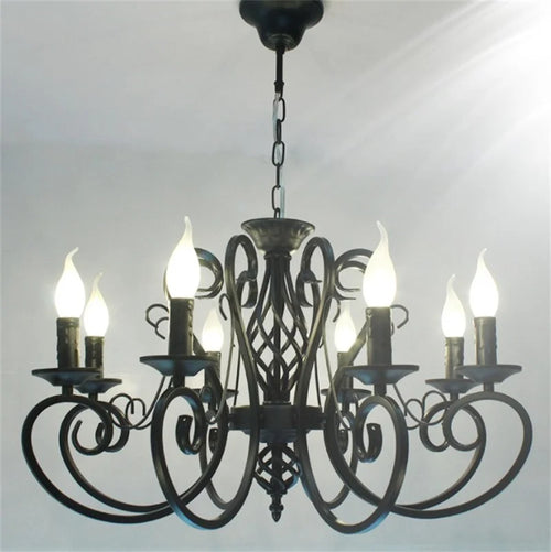 lustre classique vintage à 6 ou 8 bougies en fer forgé - vue 6 sur 6