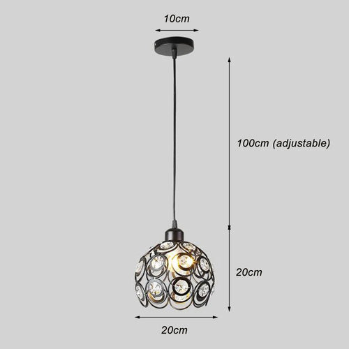 Modern Ceiling Light Chandelier Metal Crystal Shade E27, Pendant Lighting for Living Dining Room Bedroom Cafe Bar Black White - vue 13 sur 12