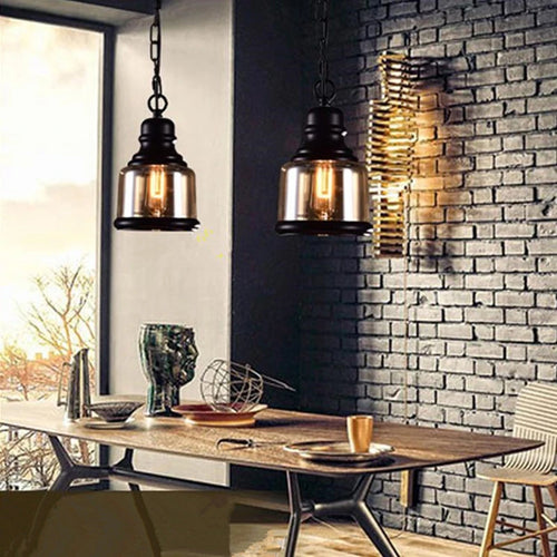 Suspension vintage en verre pour bouteille de vin style industriel - vue 4 sur 9