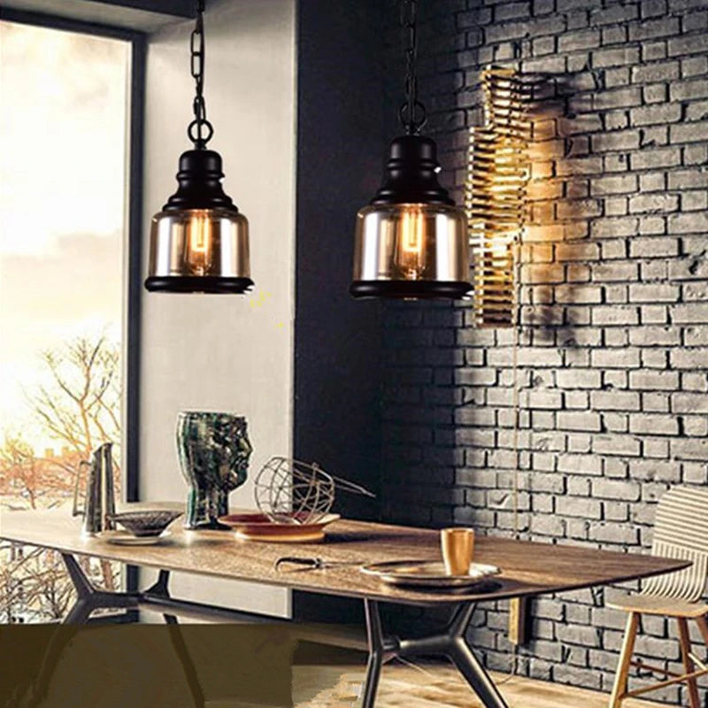 Suspension vintage en verre pour bouteille de vin style industriel - vue 3 sur 9
