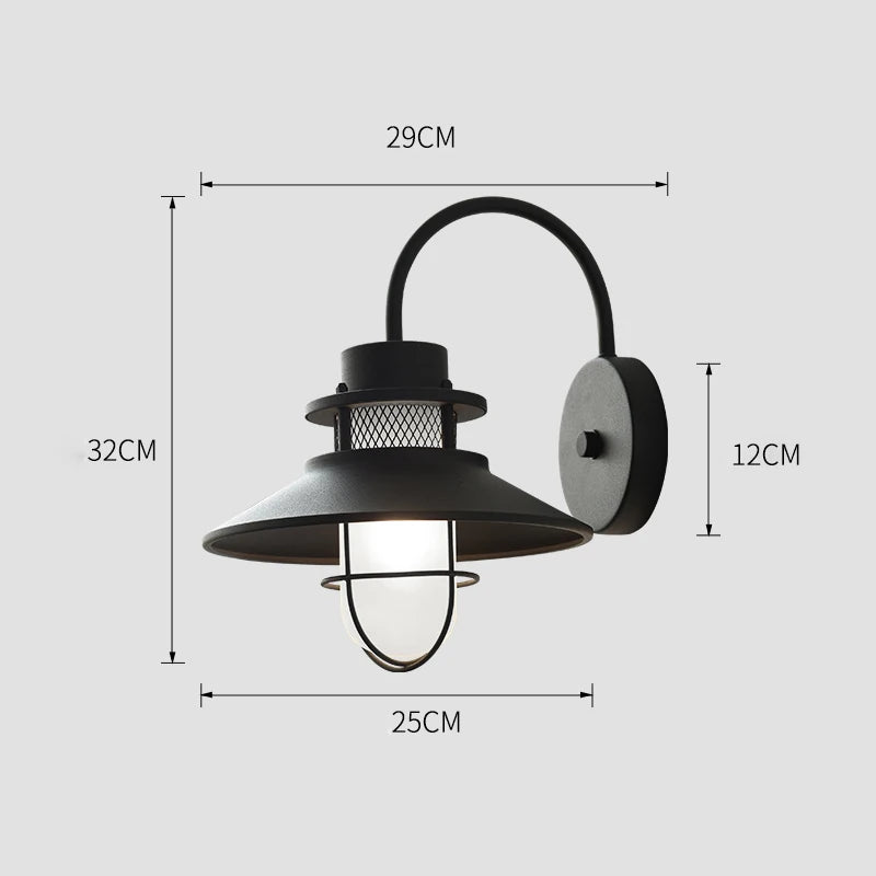 Applique extérieure IP54 étanche balcon terrasse entrée cour extérieur américain rétro mur jardin ferme éclairage - vue 8 sur 12
