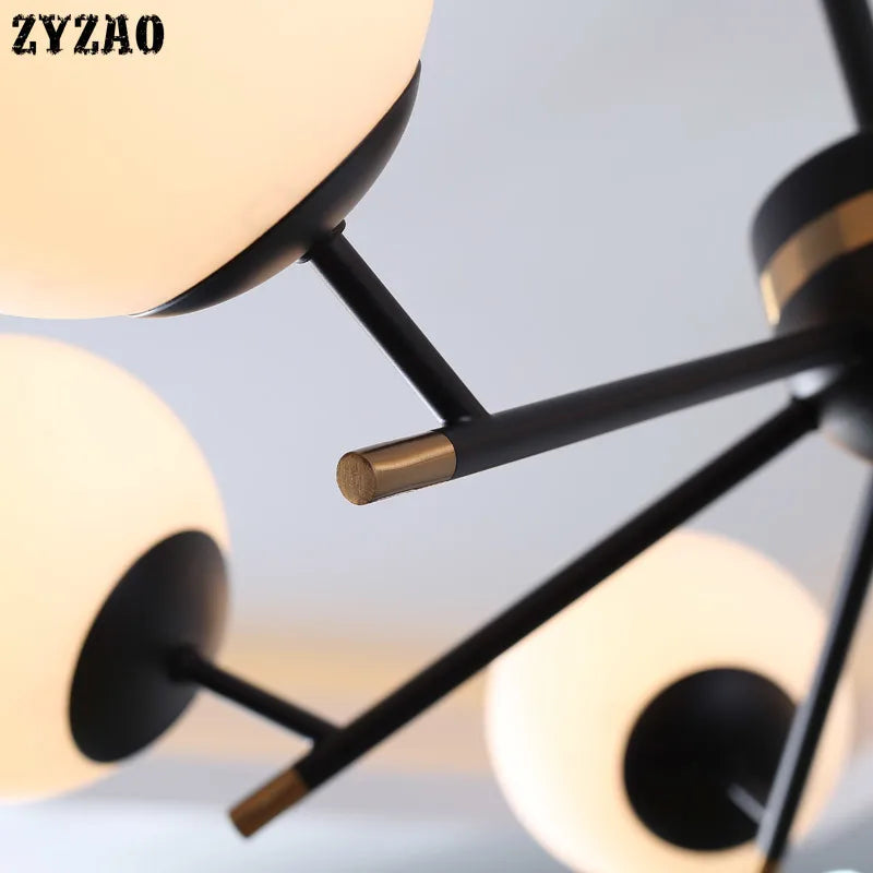 lustre moderne en boule de verre pour décoration intérieure élégante - vue 6 sur 9