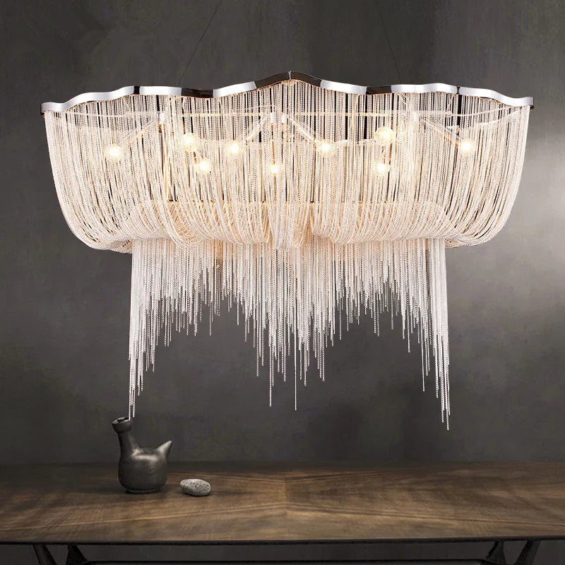suspension moderne à pampilles en aluminium pour éclairage décoratif intérieur - vue 5 sur 8