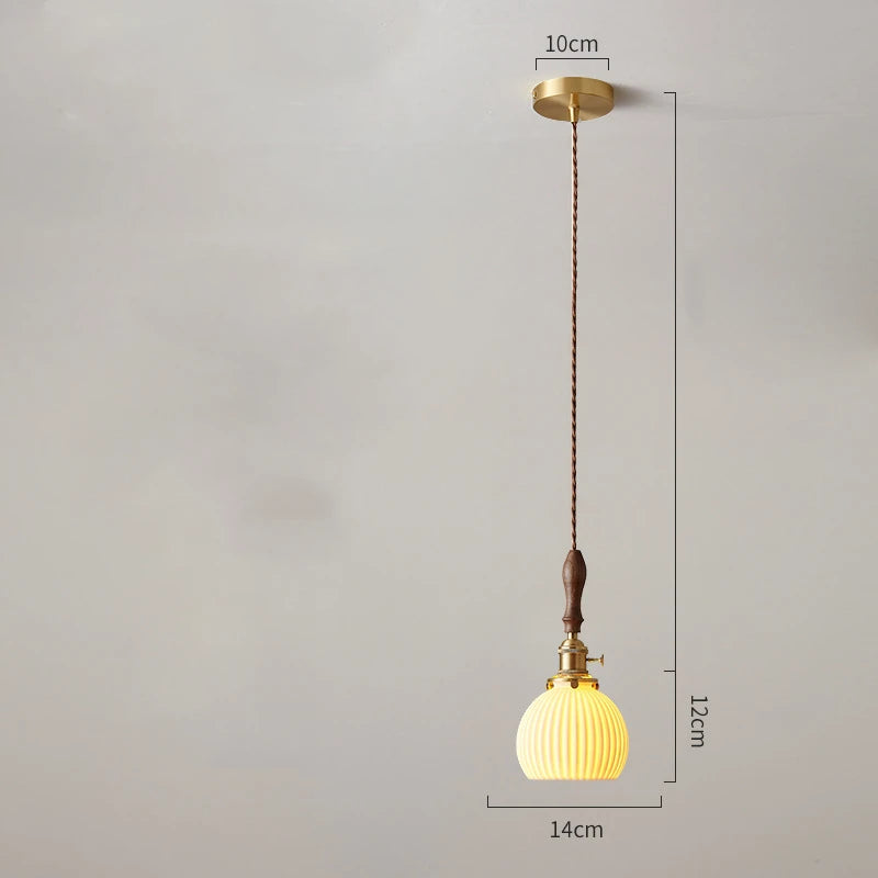 suspension moderne en céramique avec prise en cuivre et bois - vue 30 sur 30