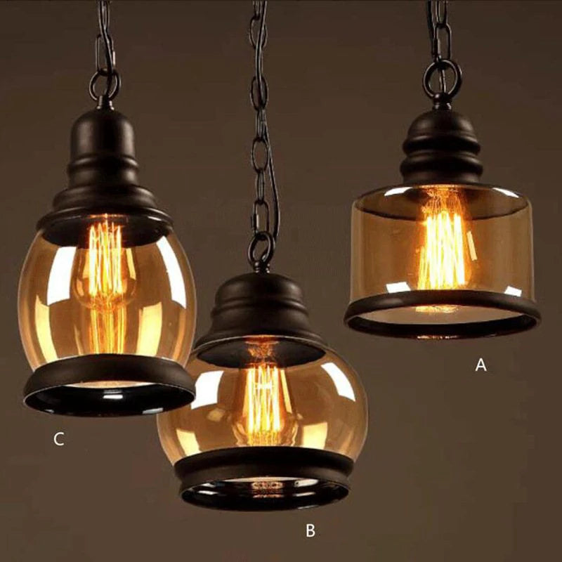 Suspension vintage en verre pour bouteille de vin style industriel - vue 5 sur 9