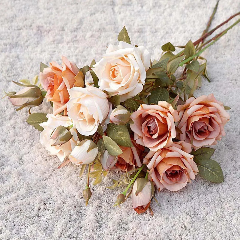 nouvelle décoration dautomne roses bouclées fleurs artificielles luxe - vue 3 sur 10