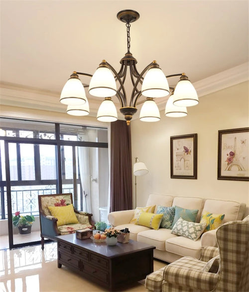 lustre classique en fer et verre pour décoration intérieure - vue 2 sur 16