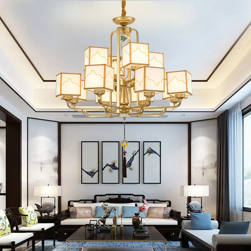 lustre chinois classique doré design pour intérieur élégant - vue 3 sur 12