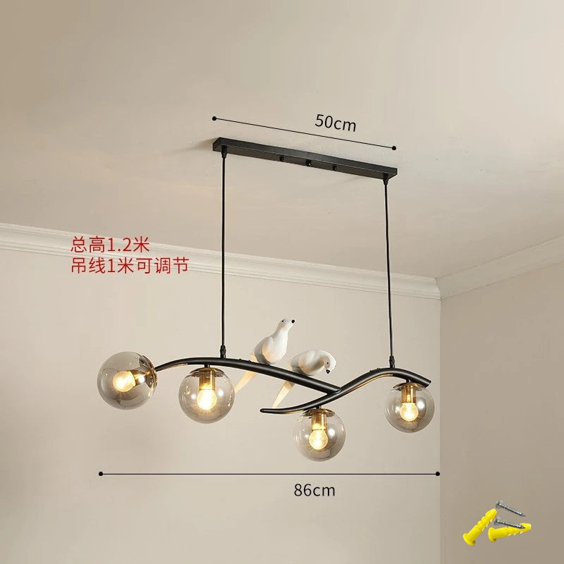 lustre moderne nordique en verre led pour restaurant bar - vue 12 sur 14
