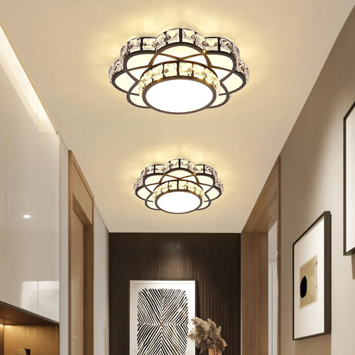 plafonnier led en cristal luxe décoratif avec fleurs - vue 3 sur 9