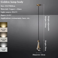 lustre moderne simple en verre de cuivre de luxe à tête unique