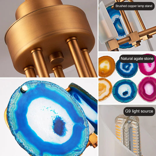 Lustre créatif nordique en Agate à deux niveaux - vue 7 sur 9