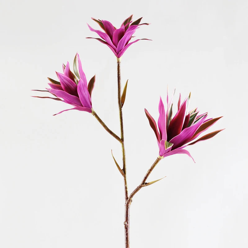 grande branche de bambou artificielle avec fleurs et feuilles décoratives - vue 8 sur 8