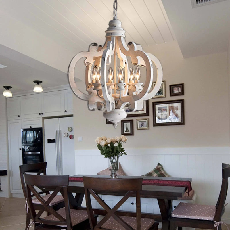 lustre vintage en bois pour ferme et loft rétro - vue 2 sur 7