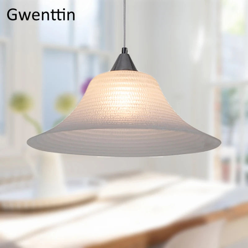 suspension moderne en verre style chapeau de paille décor intérieur - vue 7 sur 7