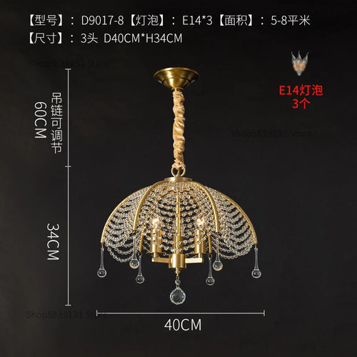 lustre en cristal et cuivre style nordique pour toute la maison - vue 9 sur 9