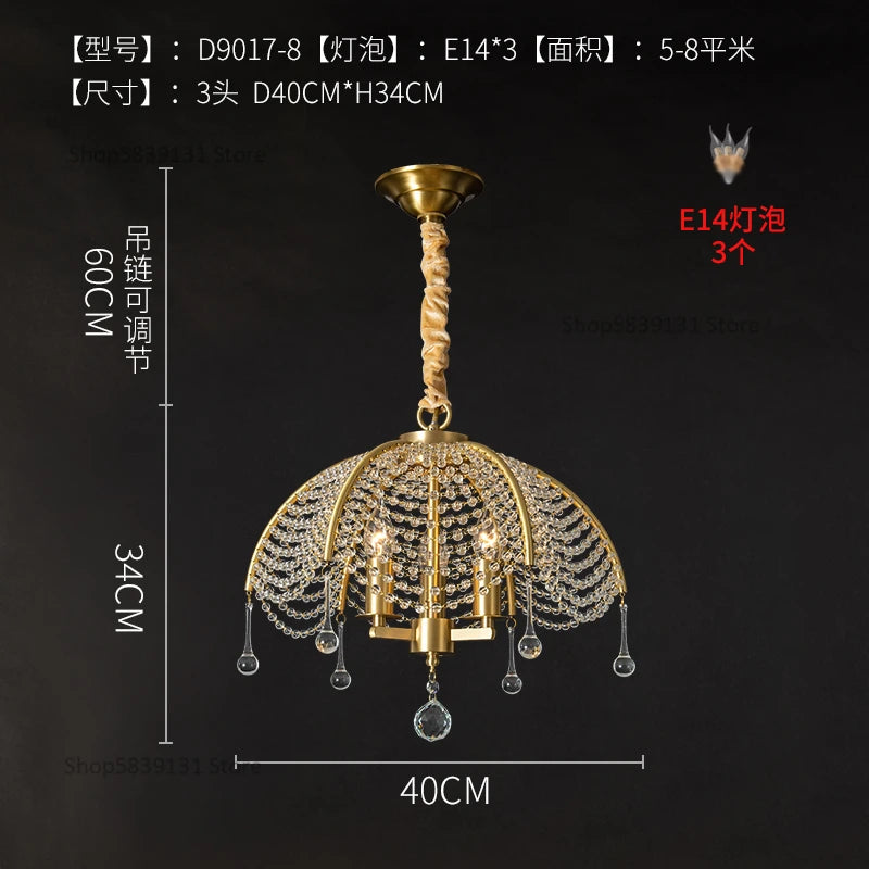 lustre en cristal et cuivre style nordique pour toute la maison