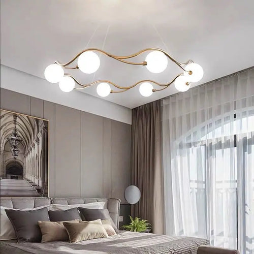 lustre moderne en verre blanc décoration artistique pour intérieur - vue 4 sur 8