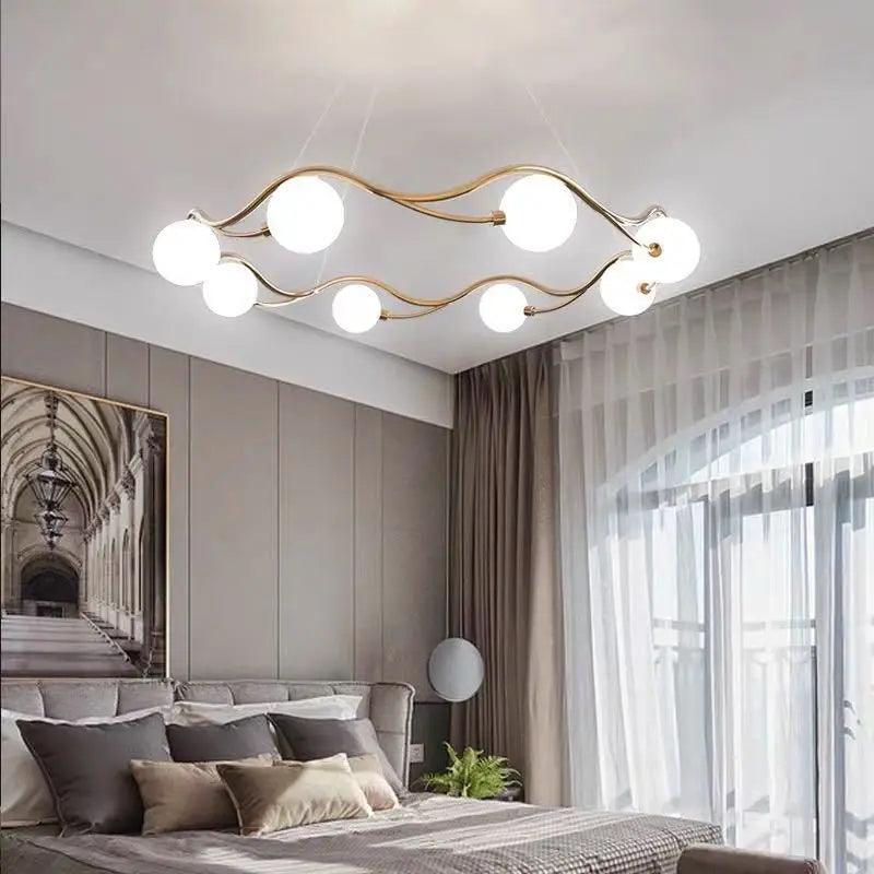 lustre moderne en verre blanc décoration artistique pour intérieur - vue 3 sur 8