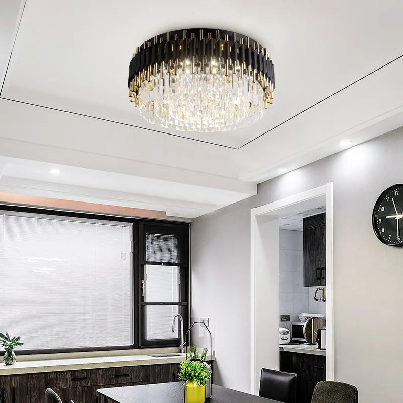 lustre led moderne en cristal de luxe éclairage décoratif - vue 4 sur 9
