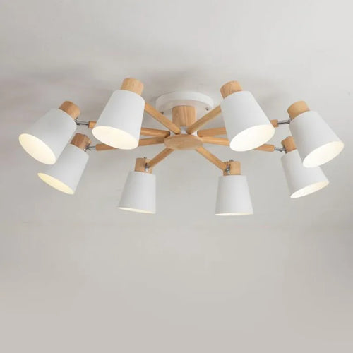 lustre nordique en bois massif simple et moderne - vue 2 sur 18