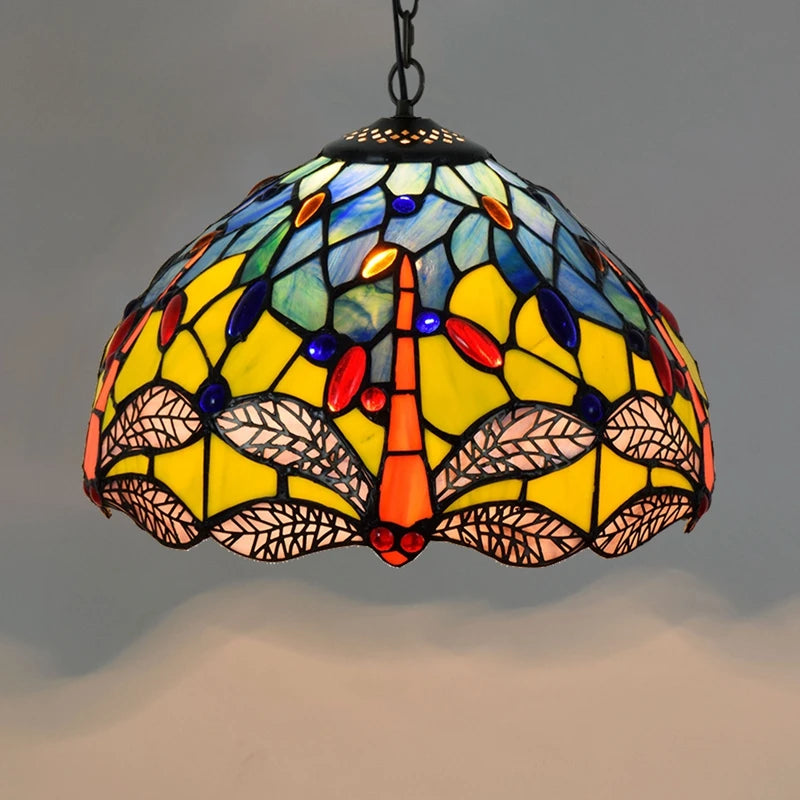 Bohême rétro européen coloré Tiffany verre lustre lustre Bar Restaurant créatif Rural porche méditerranéen lustre - vue 10 sur 28