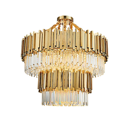 lustre moderne en cristal avec grande suspension à led - vue 2 sur 15