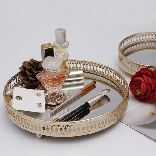 plateau de rangement bijou de luxe en fer et miroir - vue 5 sur 14