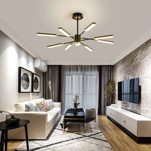 lustre d'art nordique moderne en fer avec éclairage led - vue 2 sur 9