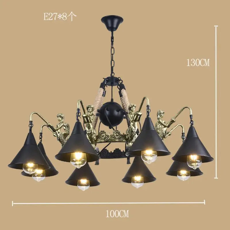 lustre style industriel en ferronnerie et corde de chanvre - vue 11 sur 14