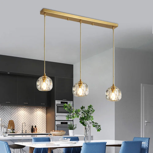suspension en cristal k9 en cuivre design nordique créatif - vue 4 sur 13