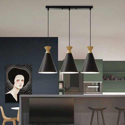 lampe suspendue rétro moderne à led abat-jour nordique pour éclairage restaurant - vue 5 sur 9