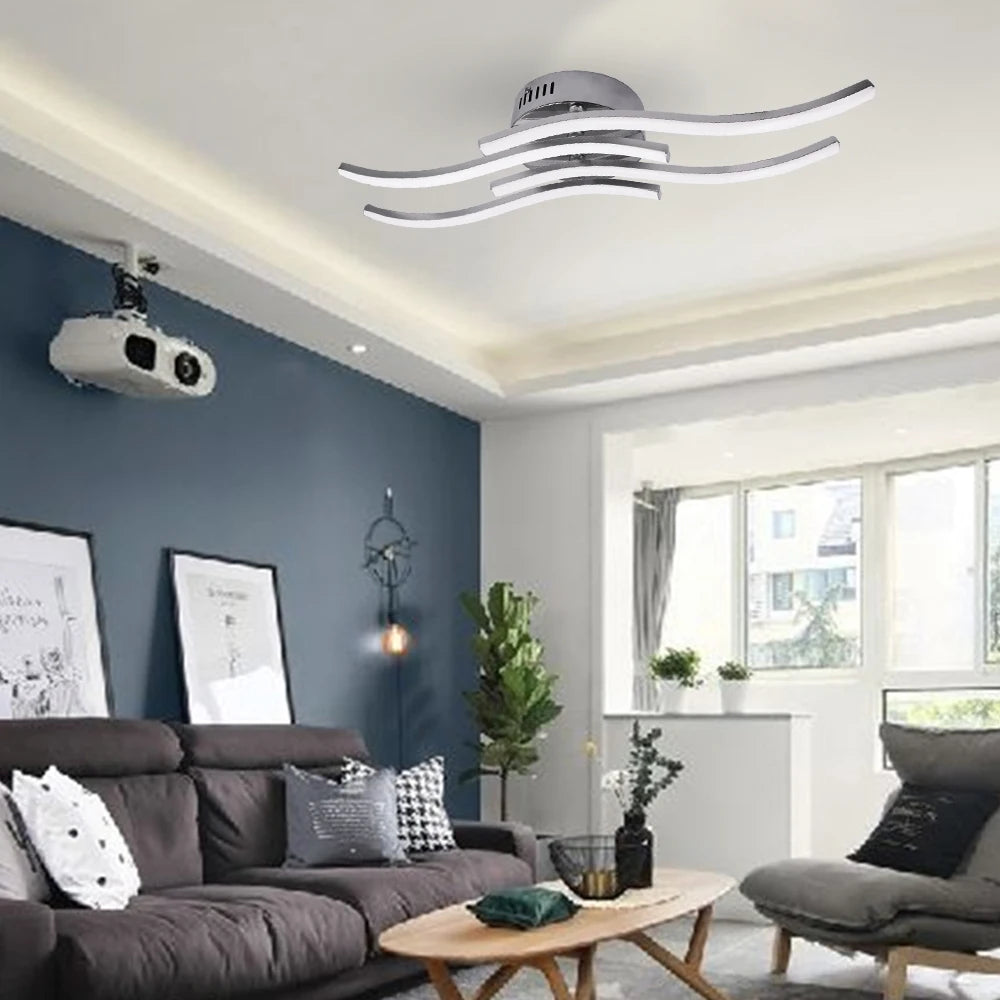 plafonnier led moderne en surface design incurvé décoratif - vue 3 sur 9