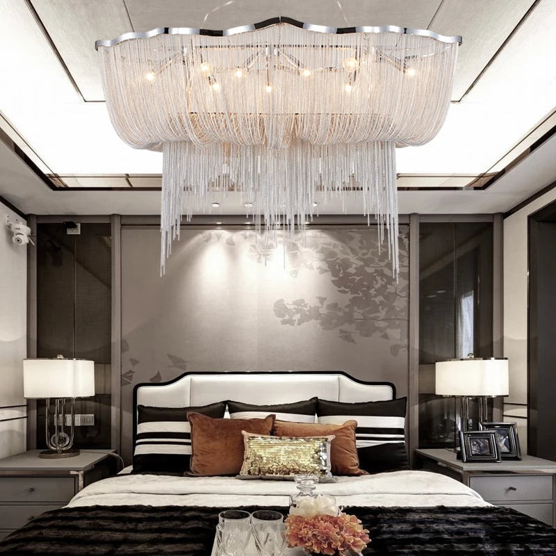 suspension moderne à pampilles en aluminium pour éclairage décoratif intérieur - vue 6 sur 8