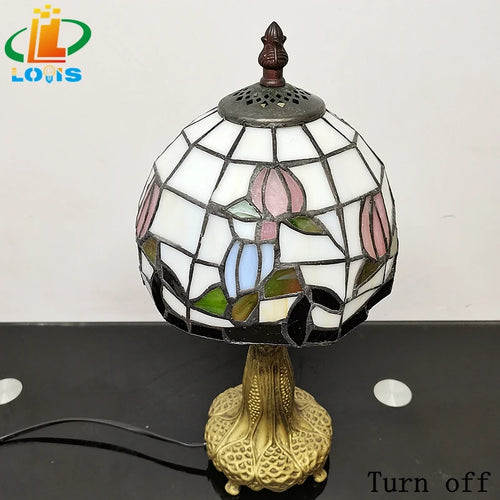 lampe de table style tiffany en verre antique pour décoration intérieure - vue 7 sur 6