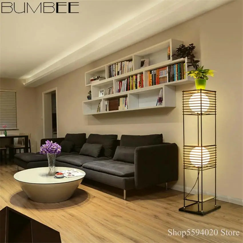 lampadaire led sur pied style chinois décoratif pour la maison - vue 3 sur 10