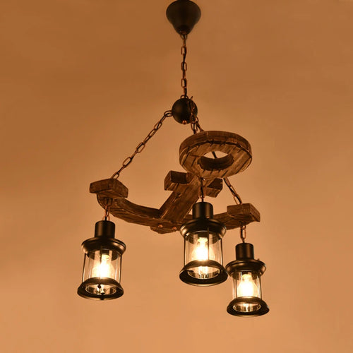 lustre ancre en bois style rétro pour café et restaurant - vue 6 sur 7