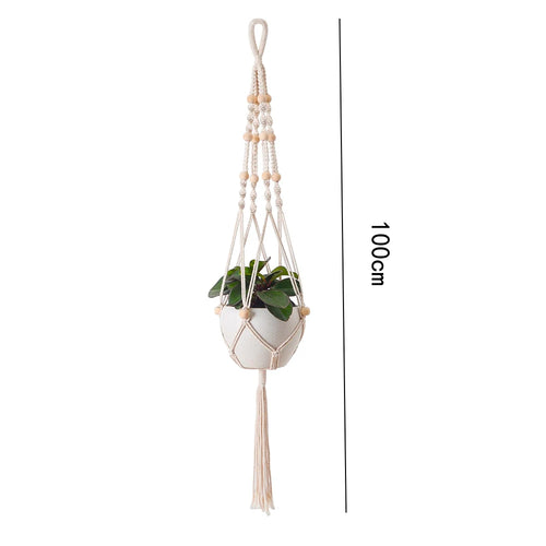 paniers suspendus en macramé pour plantes décoratives et jardinières - vue 13 sur 14